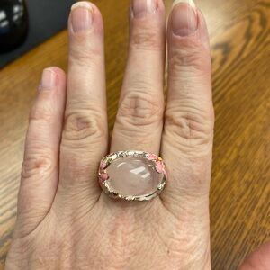 Rose quartz Floral Ring